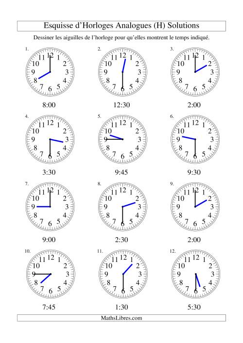 Esquisse d'horloge analogue (intervalles 15 minutes) (H) page 2
