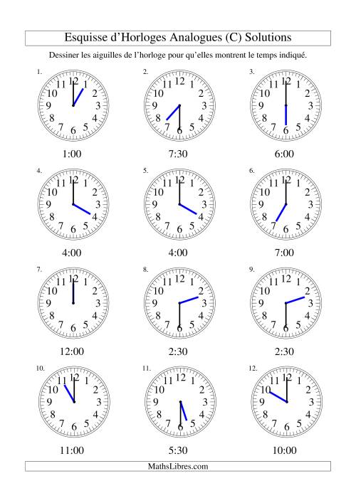 Esquisse d'horloge analogue (intervalles 30 minutes) (C) page 2