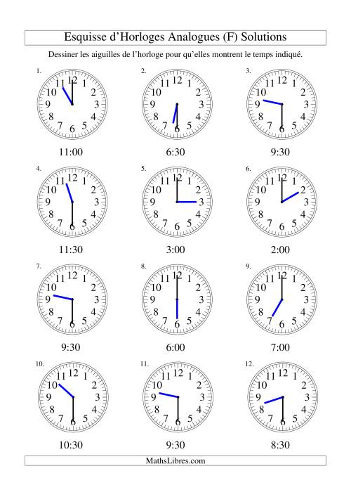 Esquisse d'horloge analogue (intervalles 30 minutes) (F) page 2
