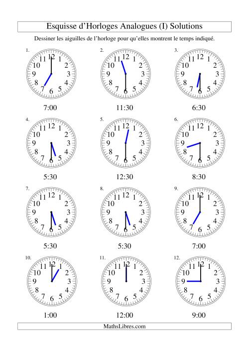 Esquisse d'horloge analogue (intervalles 30 minutes) (I) page 2