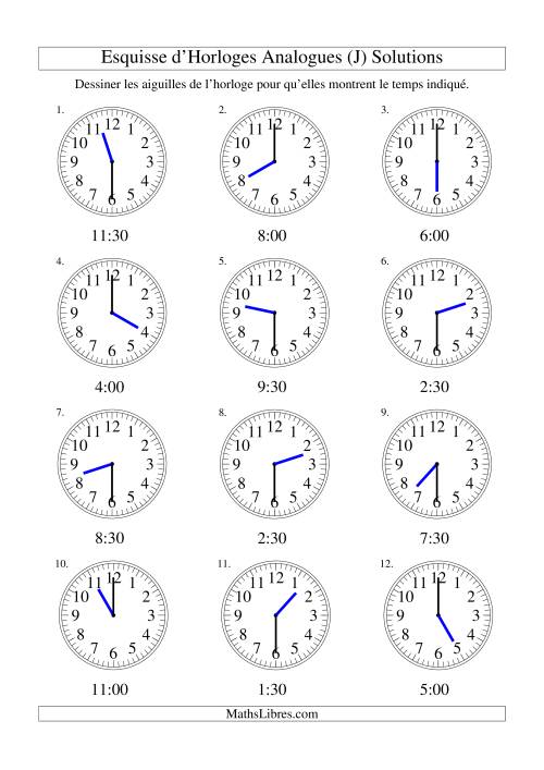 Esquisse d'horloge analogue (intervalles 30 minutes) (J) page 2
