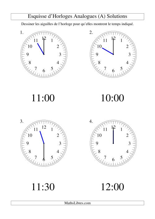 Esquisse d'horloge analogue (intervalles 30 minutes) (Gros Caractères) page 2
