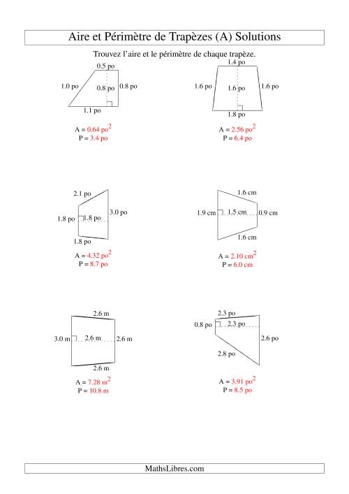 Aire et périmètre de trapèzes (jusqu'à 1 décimale; variation 1-5) (A) page 2