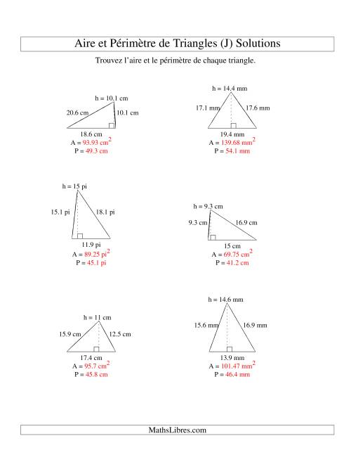 Aire et périmètre de triangles (jusqu'à 1 décimale; variation 5-20) (J) page 2