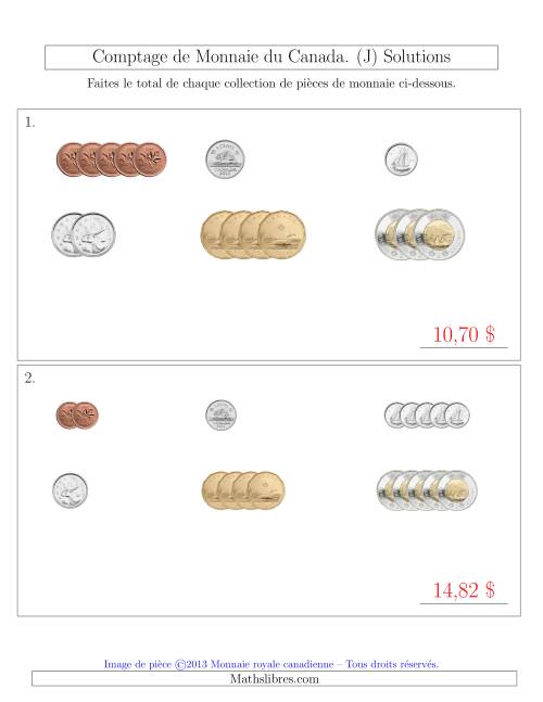 Comptage de Monnaie du Canada - Petites Collections ($) (J) page 2