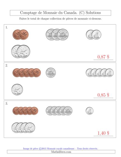 Comptage de Monnaie du Canada - Sans pièces de 1 et 2 dollars - Petites collections ($) (C) page 2