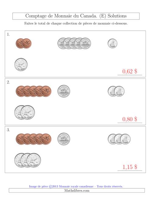 Comptage de Monnaie du Canada - Sans pièces de 1 et 2 dollars - Petites collections ($) (E) page 2