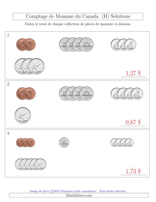 Comptage de Monnaie du Canada - Sans pièces de 1 et 2 dollars - Petites collections ($) (H) page 2