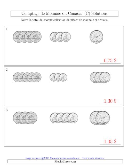 Comptage de Monnaie du Canada - Sans pièces de 1 Cent, 1 et 2 dollars - Petites Collections ($) (C) page 2
