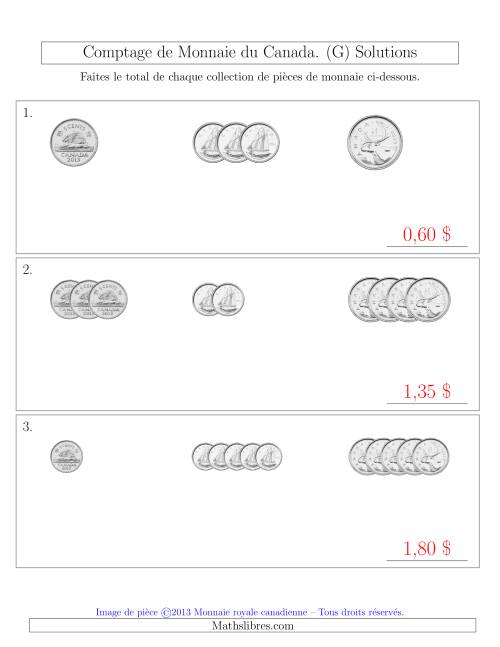Comptage de Monnaie du Canada - Sans pièces de 1 Cent, 1 et 2 dollars - Petites Collections ($) (G) page 2