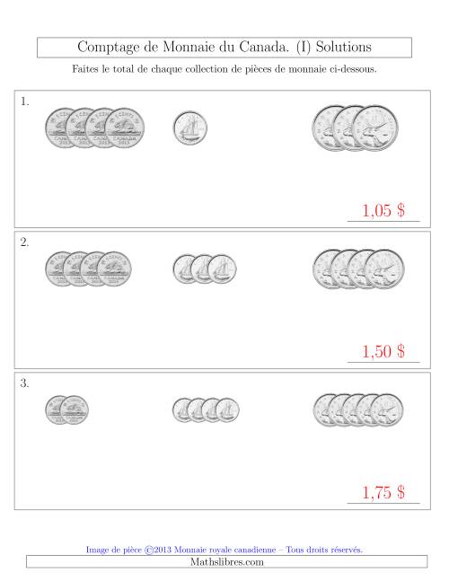 Comptage de Monnaie du Canada - Sans pièces de 1 Cent, 1 et 2 dollars - Petites Collections ($) (I) page 2