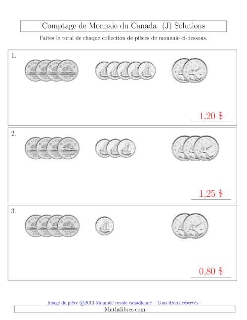 Comptage de Monnaie du Canada - Sans pièces de 1 Cent, 1 et 2 dollars - Petites Collections ($) (J) page 2