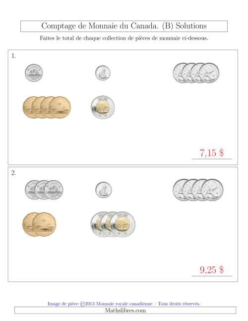 Comptage de Monnaie du Canada - Sans pièces de 1 Cent - Petites Collections ($) (B) page 2