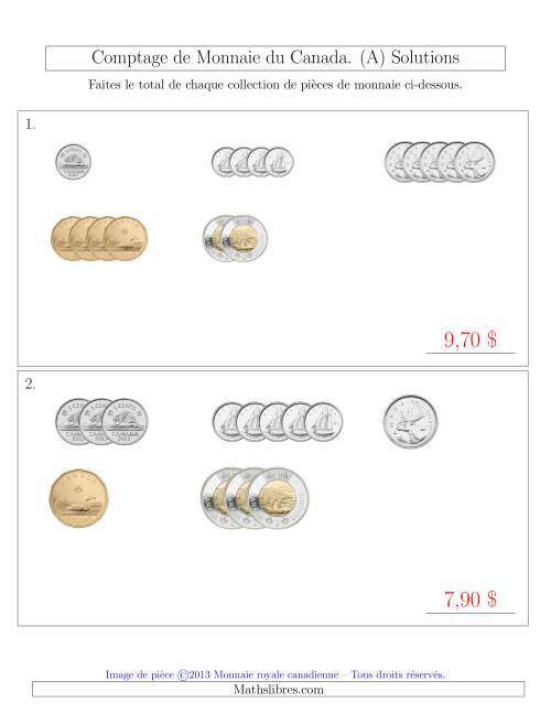 Comptage de Monnaie du Canada - Sans pièces de 1 Cent - Petites Collections ($) (Tout) page 2