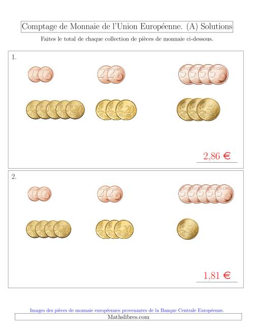 Comptage de Monnaie de l'Union Européenne - Sans pièces de 1 et 2 euros - Petites Collections(€) (Tout) page 2