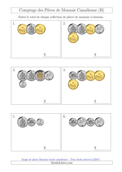 Comptage des Pièces de Monnaie Incluant 50 Cents (Petites Collections) (B)