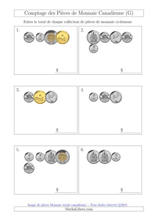 Comptage des Pièces de Monnaie Incluant 50 Cents (Petites Collections) (G)