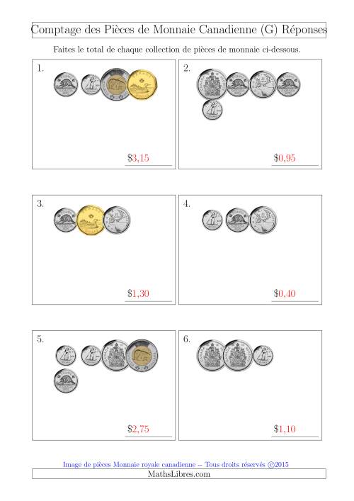Comptage des Pièces de Monnaie Incluant 50 Cents (Petites Collections) (G) page 2