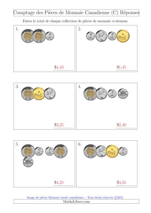 Comptage des Pièces de Monnaie Canadienne (Petites Collections) (C) page 2