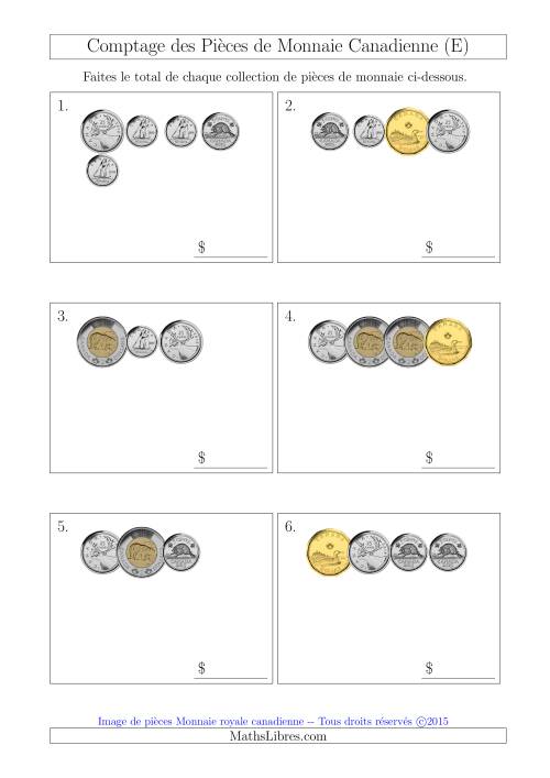 Comptage des Pièces de Monnaie Canadienne (Petites Collections) (E)