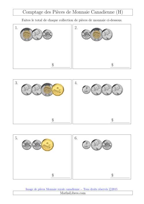 Comptage des Pièces de Monnaie Canadienne (Petites Collections) (H)