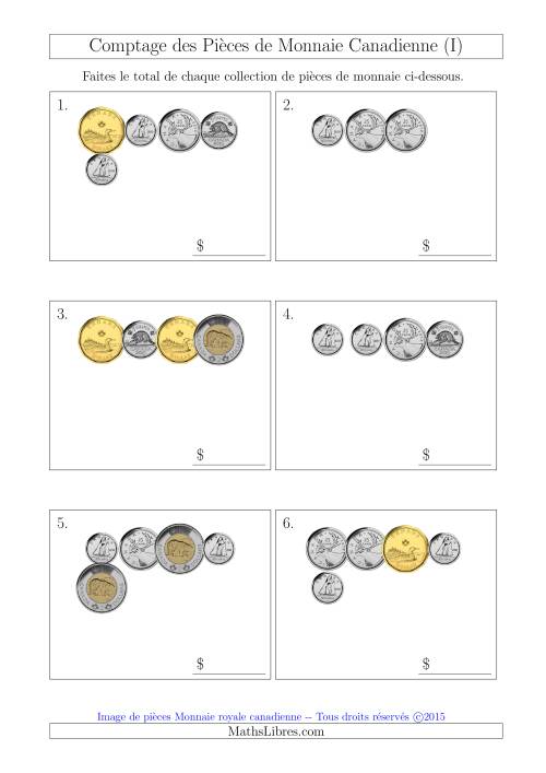 Comptage des Pièces de Monnaie Canadienne (Petites Collections) (I)