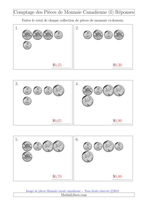 Comptage des Pièces de Monnaie Canadienne Sans les Dollars (Petites Collections) (I) page 2