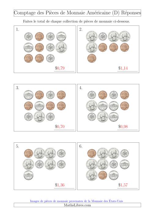 Comptage des Pièces de Monnaie Américaine (D) page 2
