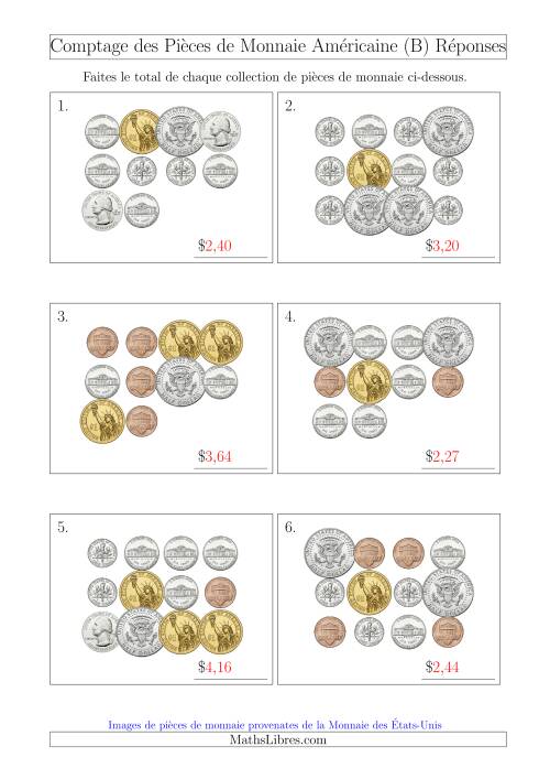 Comptage des Pièces de Monnaie Amécaine Incluant 1/2  1 Dollar (B) page 2