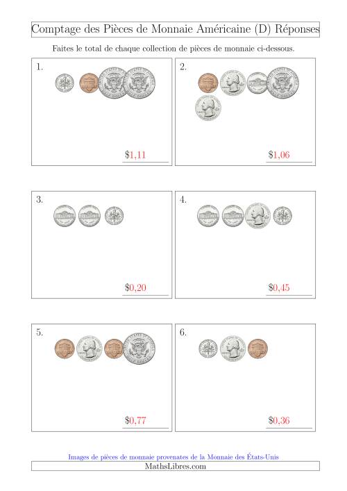 Comptage des Pièces de Monnaie Amécaine Incluant 1/2  1 Dollar (Petites Collections) (D) page 2