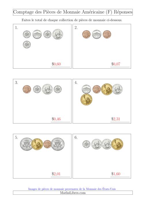 Comptage des Pièces de Monnaie Amécaine Incluant 1/2  1 Dollar (Petites Collections) (F) page 2