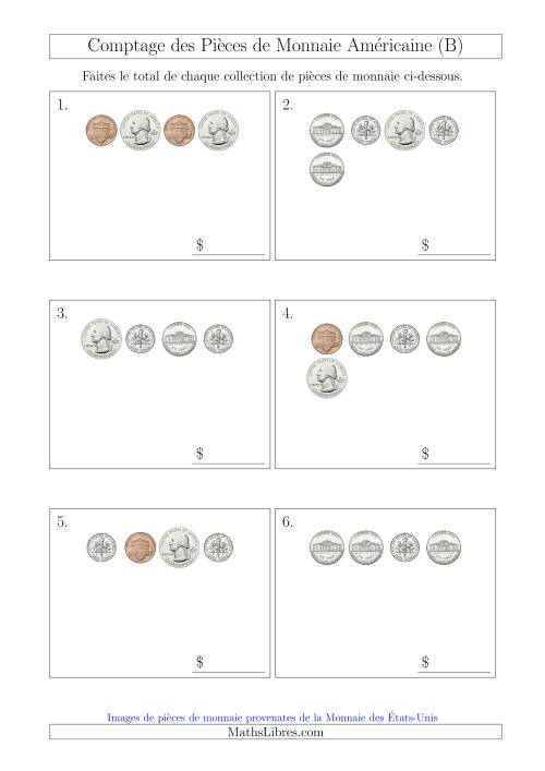 Comptage des Pièces de Monnaie Amécaine (Petites Collections) (B)