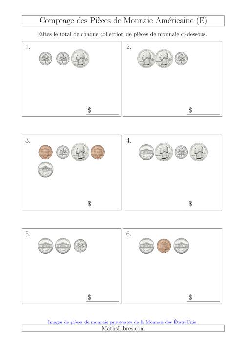 Comptage des Pièces de Monnaie Amécaine (Petites Collections) (E)