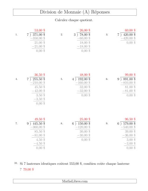 Division de Montants par Tranches de 50 Sous par un Diviseur à Un Chiffre ($) (Tout) page 2