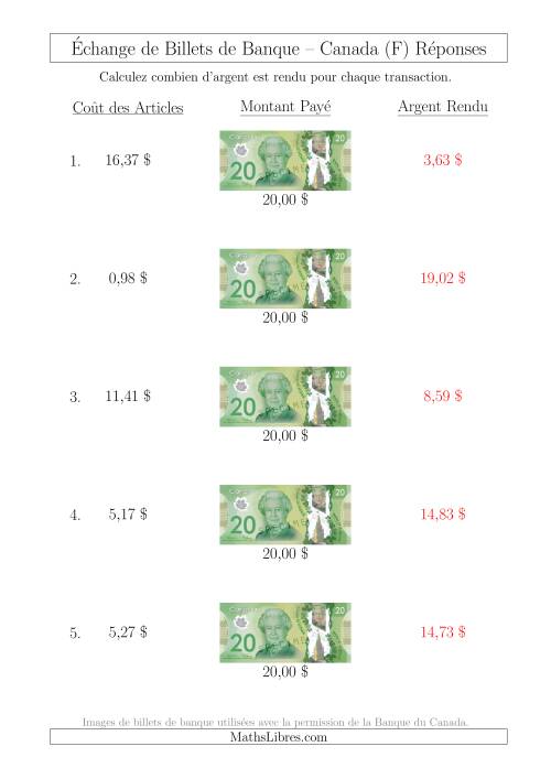 Échange de Billets de Banque Canadiens de 20 $ (F) page 2