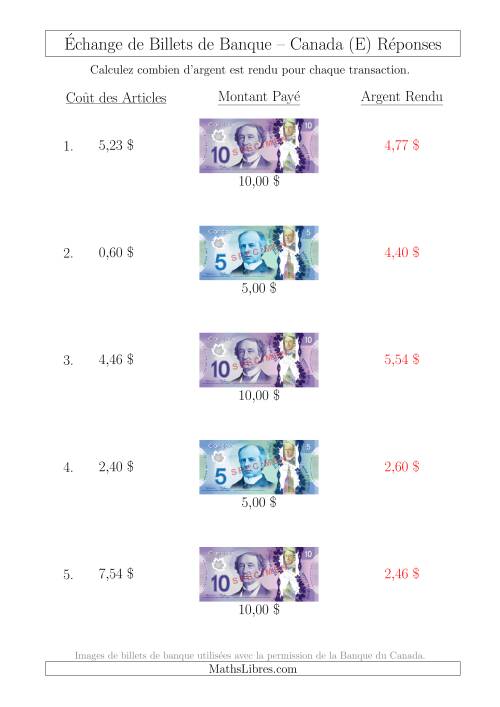 Échange de Billets de Banque Canadiens Jusqu'à 10 $ (E) page 2