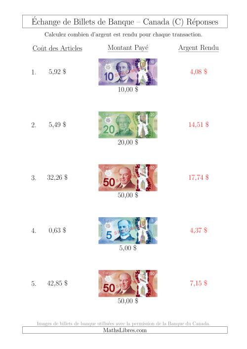 Échange de Billets de Banque Canadiens Jusqu'à 50 $ (C) page 2