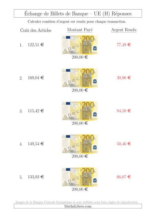 Échange de Billets de Banque UE de 200 € (H) page 2
