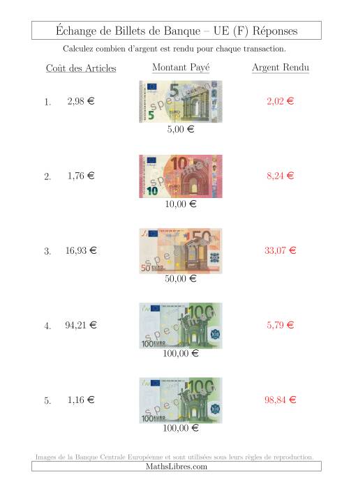 Échange de Billets de Banque UE Jusqu’à 100 € (F) page 2