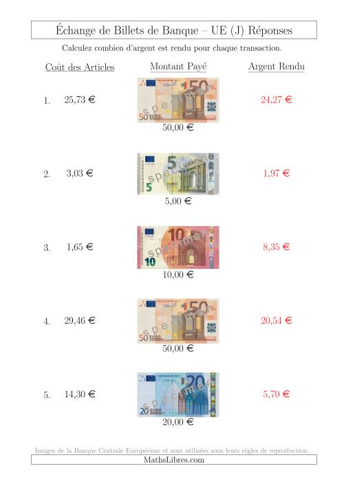 Échange de Billets de Banque UE Jusqu’à 50 € (J) page 2