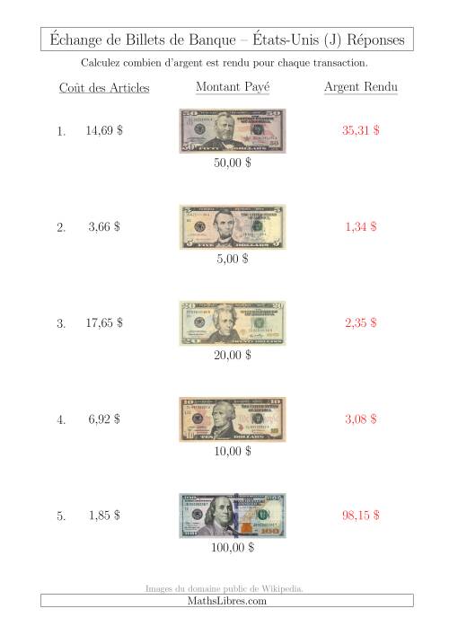 Échange de Billets de Banque Américains Jusqu'à 100 $ (J) page 2