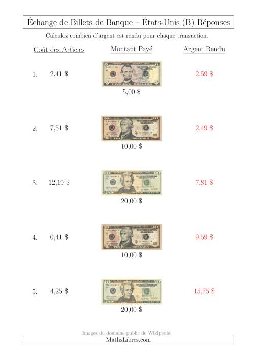 Échange de Billets de Banque Américains Jusqu'à 20 $ (B) page 2