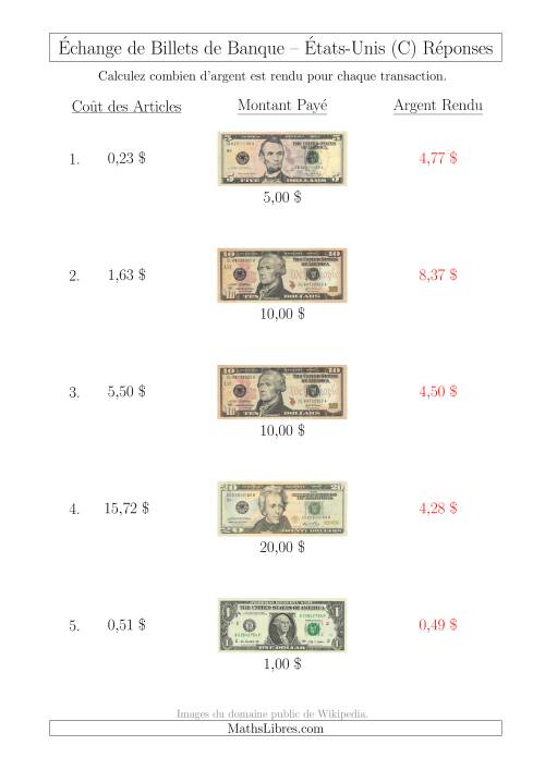 Échange de Billets de Banque Américains Jusqu'à 20 $ (C) page 2