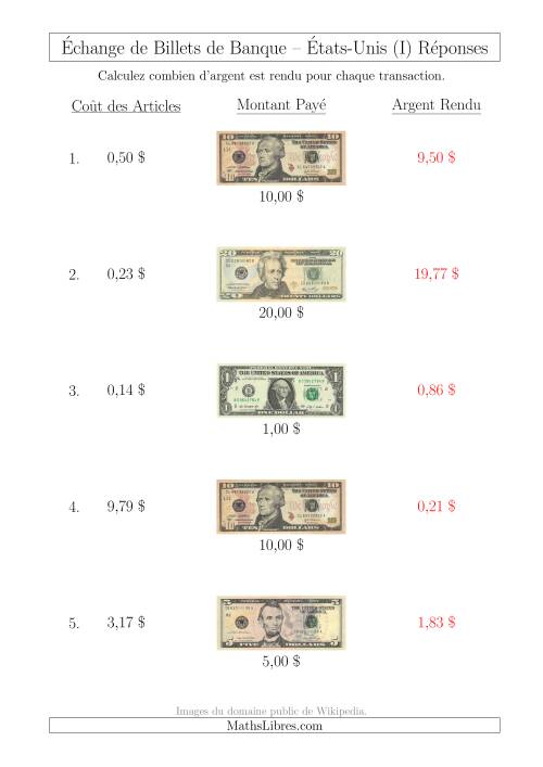 Échange de Billets de Banque Américains Jusqu'à 20 $ (I) page 2