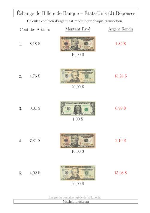Échange de Billets de Banque Américains Jusqu'à 20 $ (J) page 2