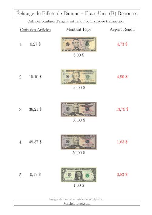 Échange de Billets de Banque Américains Jusqu'à 50 $ (B) page 2