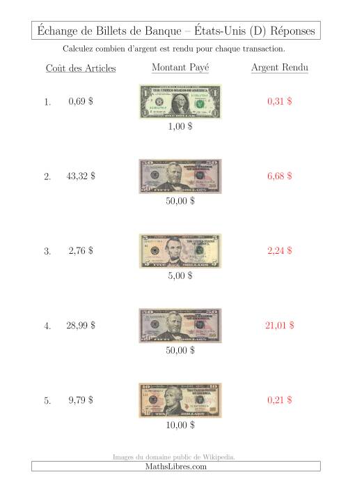 Échange de Billets de Banque Américains Jusqu'à 50 $ (D) page 2