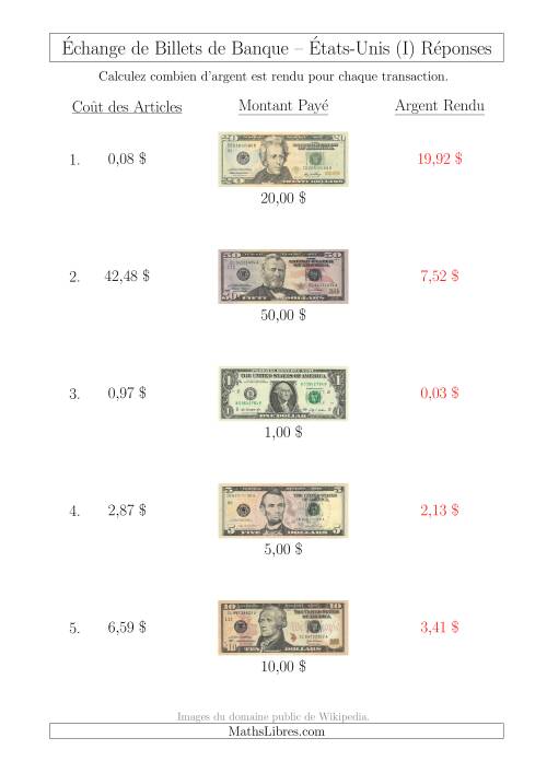Échange de Billets de Banque Américains Jusqu'à 50 $ (I) page 2