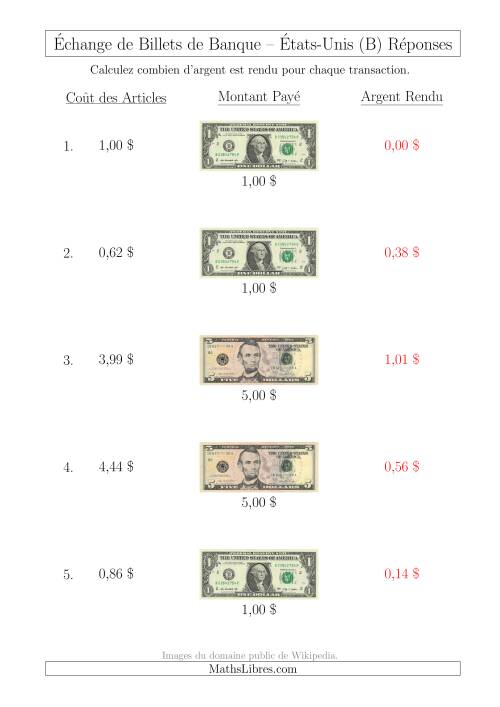 Échange de Billets de Banque Américains Jusqu'à 5 $ (B) page 2