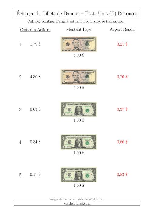 Échange de Billets de Banque Américains Jusqu'à 5 $ (F) page 2